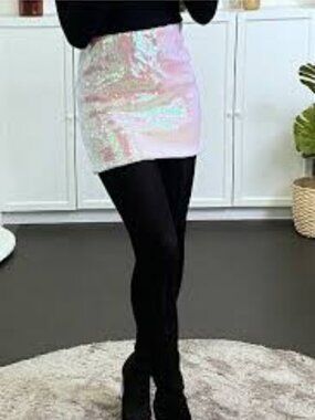 Iridescent Sequin Mini Pencil Skirt